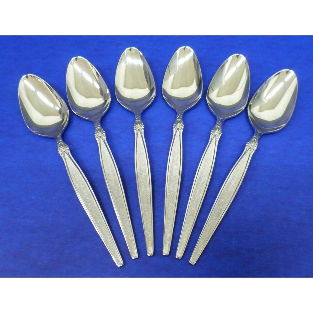 6 - Eldan PEERESS Burnished Hdl w/ Glossy Stainless JAPAN Flatware SOUP SPOONS
